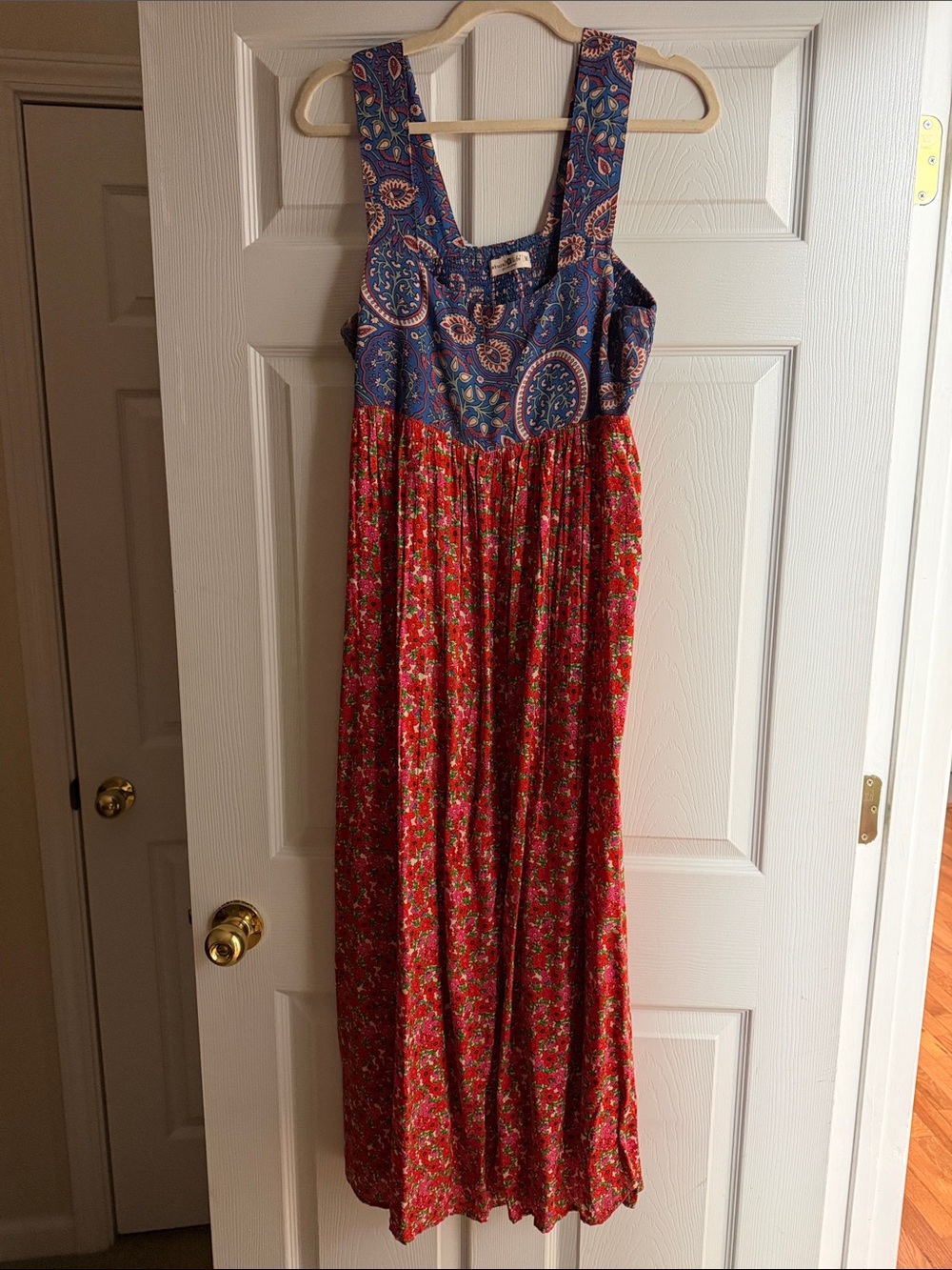 NATURAL LIFE Blue Paisley and Red Floral Maxi Dress